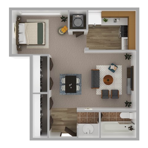 Floor plan for studio, 1 bath, 475 sqft